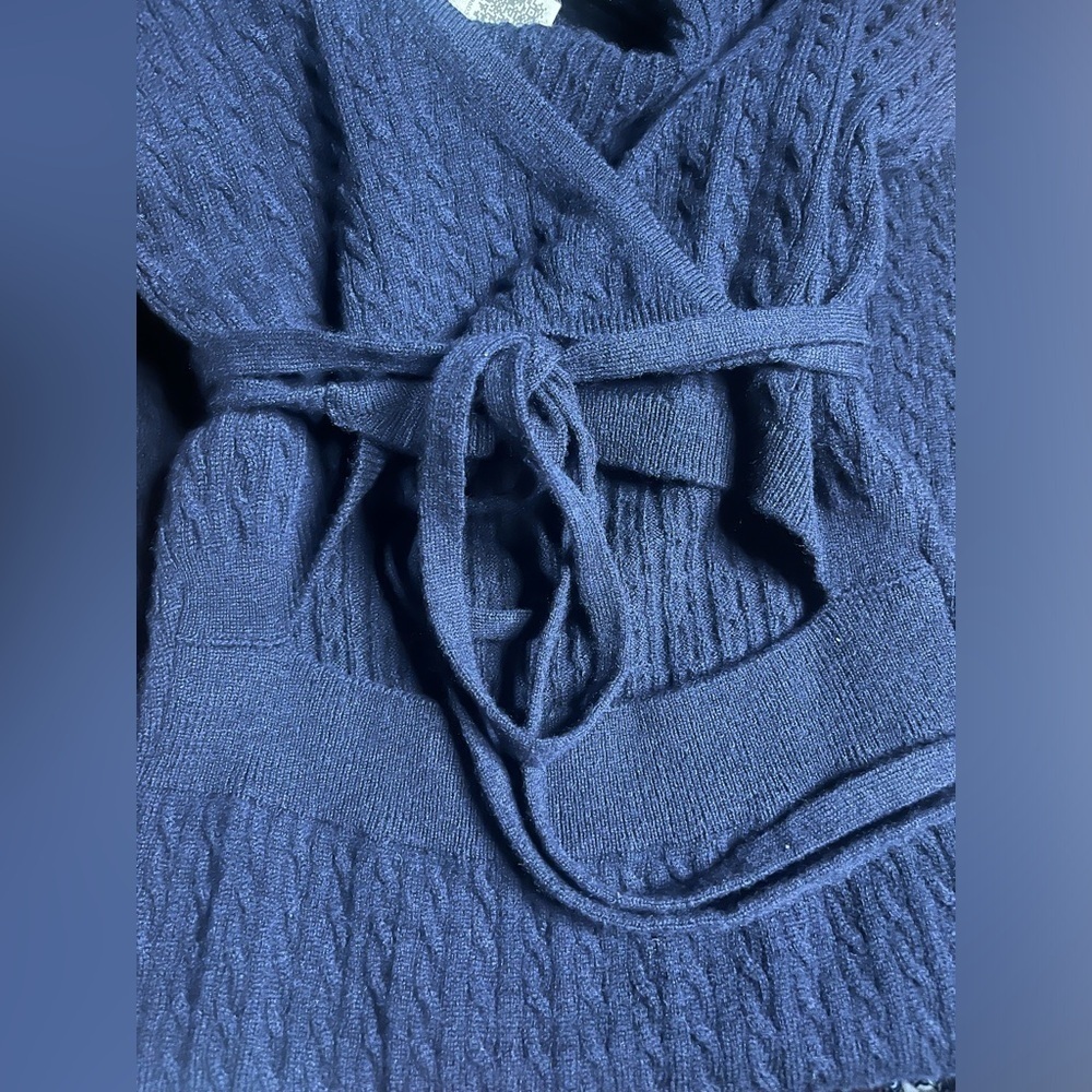 Euc Patou- Wrap Front Cable Knit Dress In Navy Blue. Size S — image 6 of 8